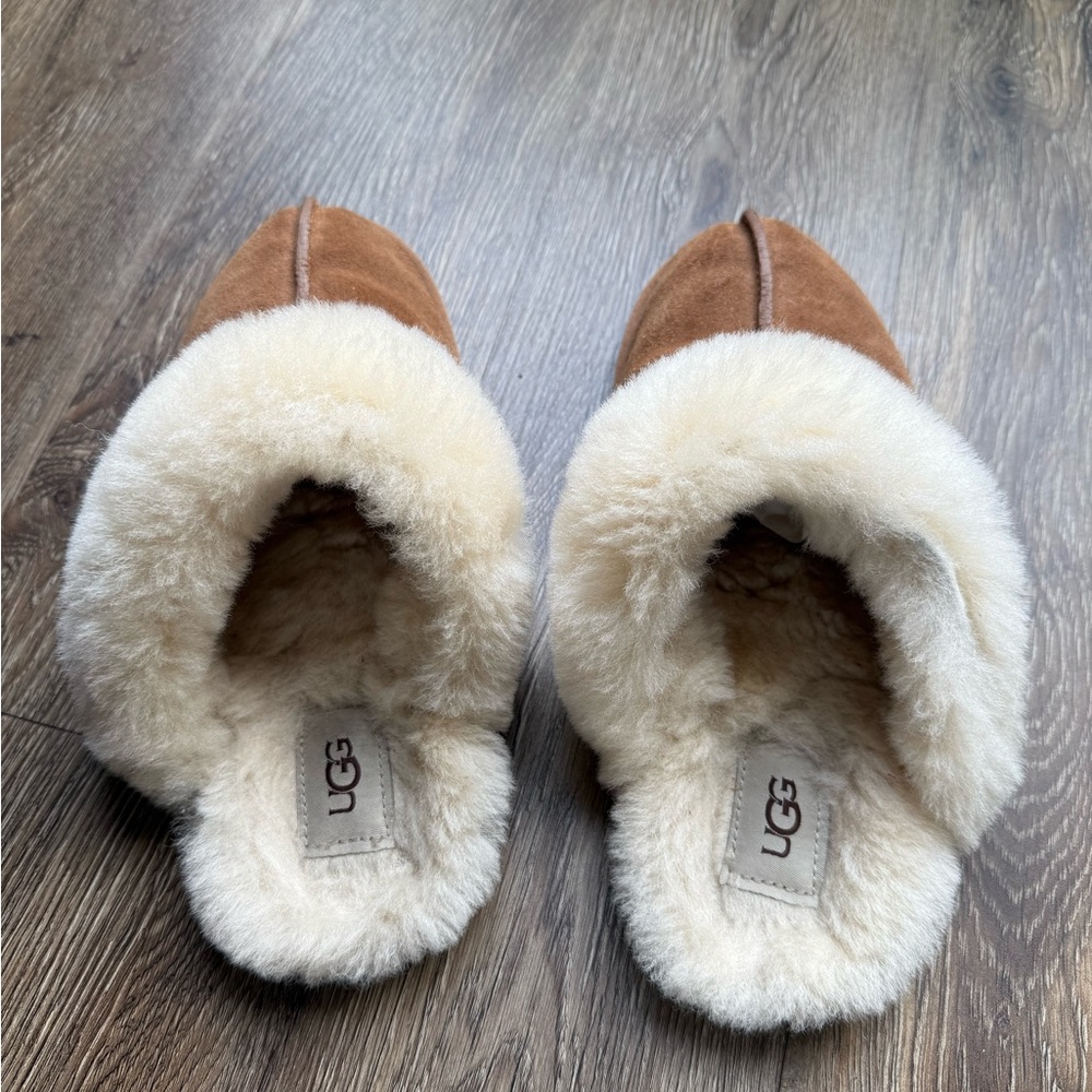 UGG Tan and Cream Scuffette Slippers